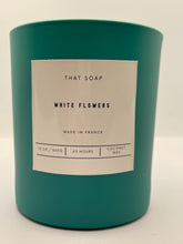 White Flowers Candle - Matt Turquoise 300ml