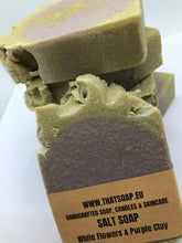 White flowers & purple Clay Salt Soap